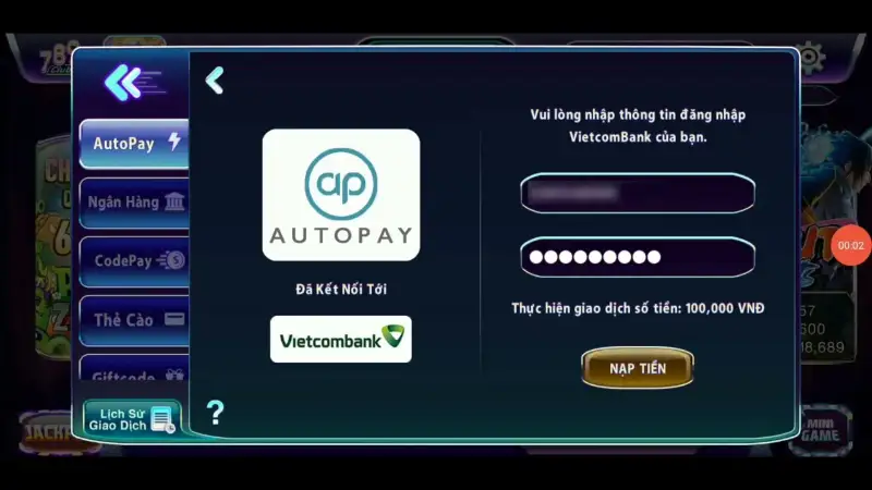 Hướng dẫn nạp tiền 789club bằng phương thức nạp AutoPay